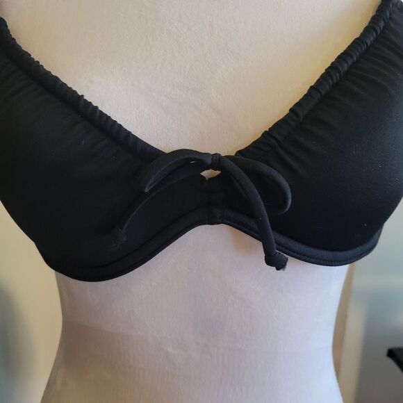 Victoria’s Secret PINK Black Bikini Top  Push Up Bra Size Small - Picture 2 of 6